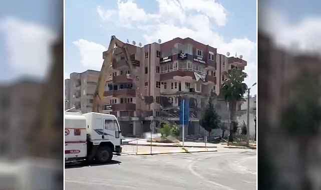 Depremde hasar görmüştü: Urfa’daki binanın yıkım anı saniye saniye kaydedildi!