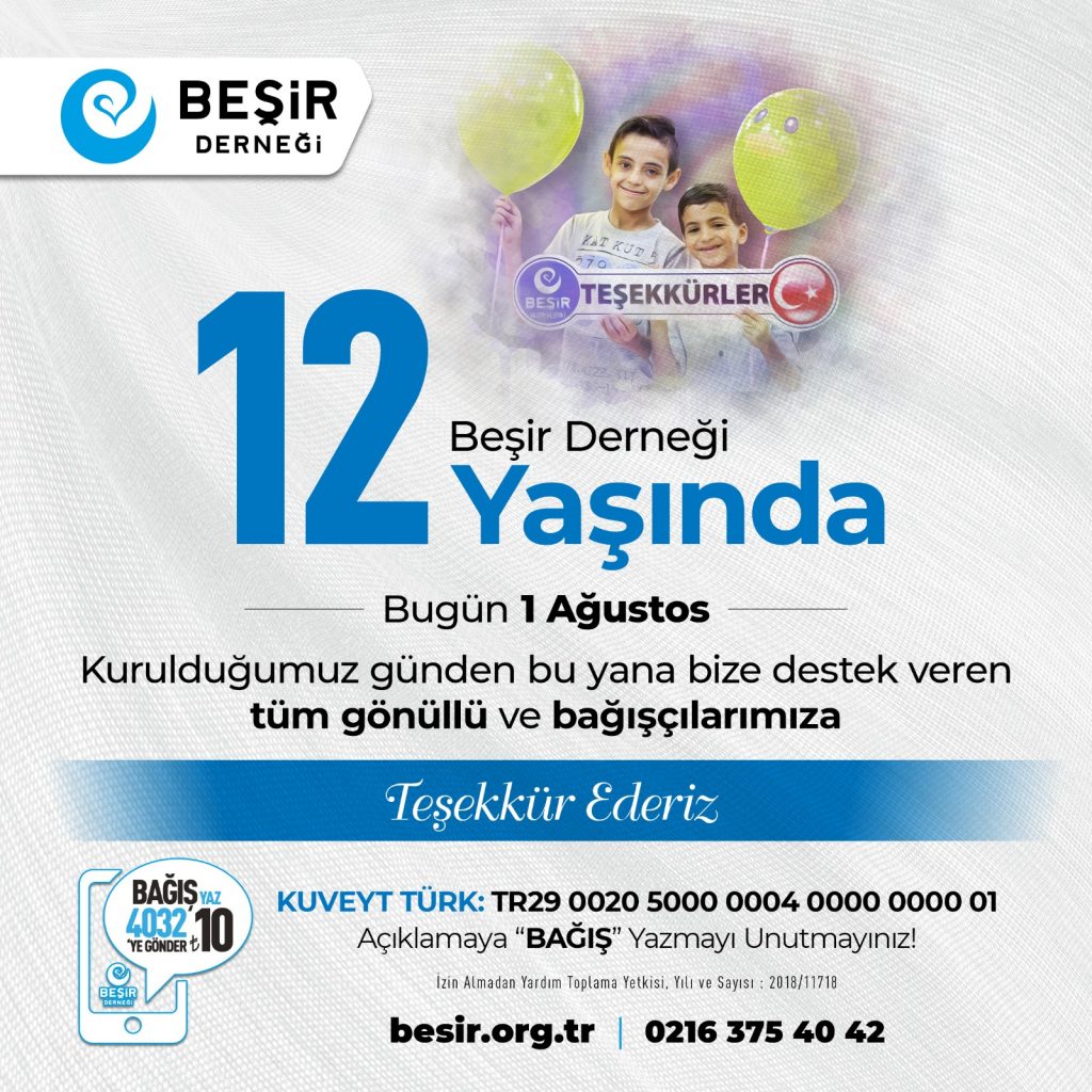 Beşir Derneği Kuruluşunun 12″ci Yılında Yapılan Yardımları Paylaştı