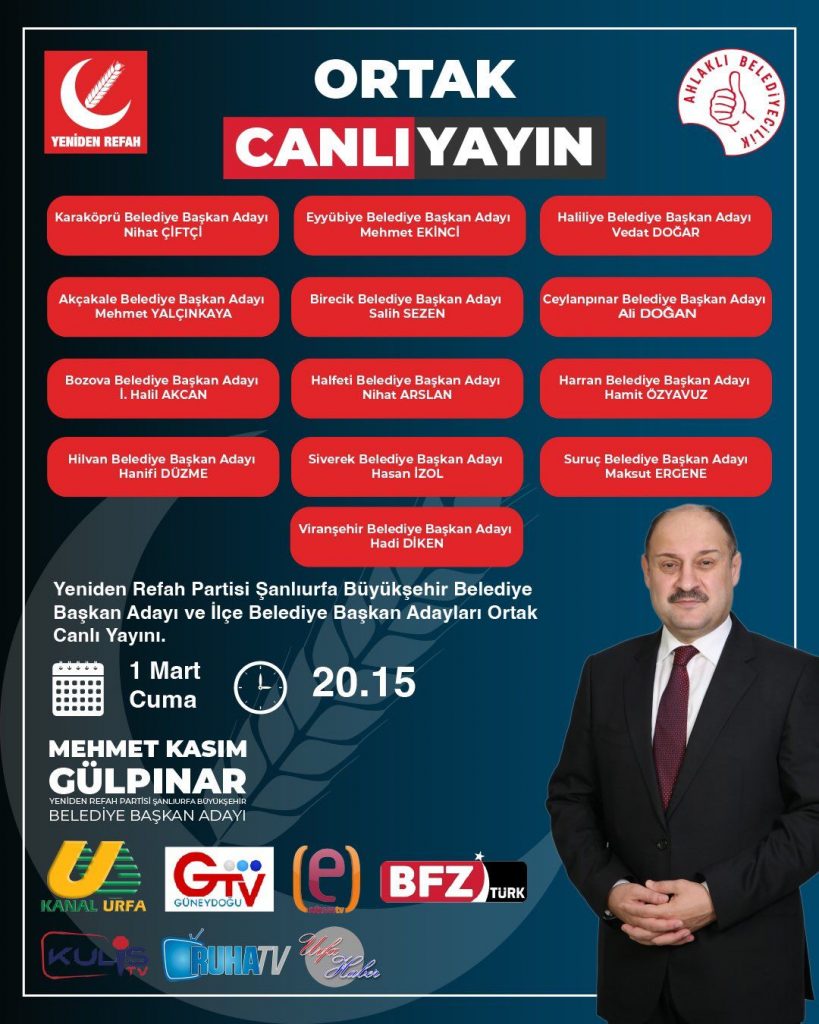 Yeniden Refah’ın Başkan Adayları Canlı Yayında Projelerini Anlatacak