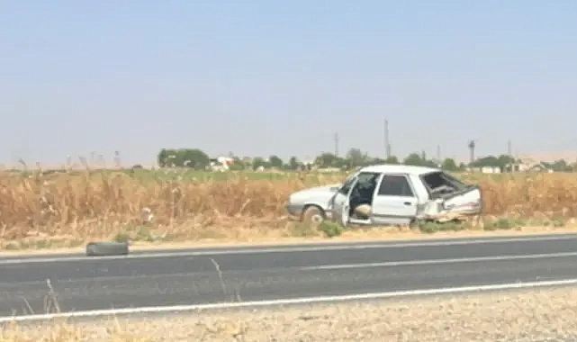 Şanlıurfa’da korkutan kaza! Aracın lastiği yerinden çıktı!