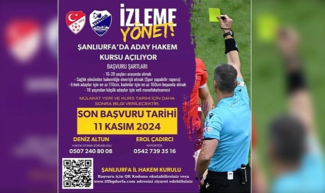 Şanlıurfa’da Aday Hakem Kursu Açılıyor