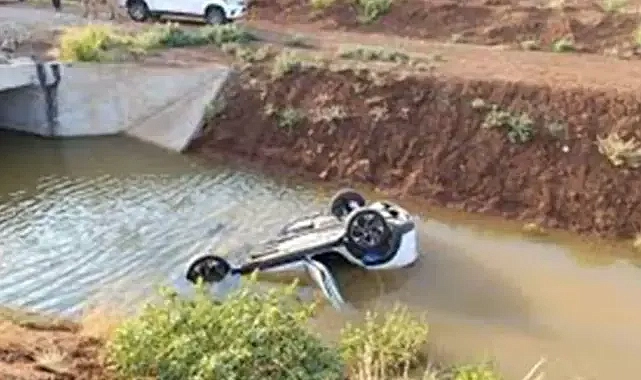 Urfa’da otomobil kanala devrildi! Yaralılar var!