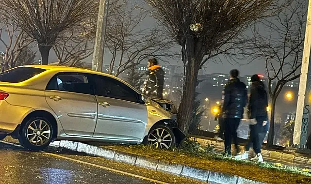 Urfa’da maddi hasarlı kaza! Refüjdeki ağaca çarptı!