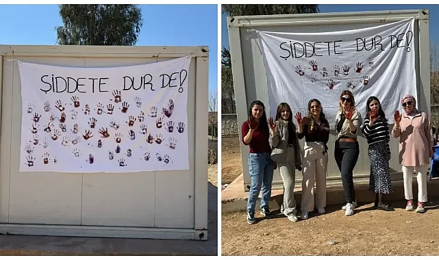 Akçakale’de öğrencilerden anlamlı mesaj: “Şiddete dur de”