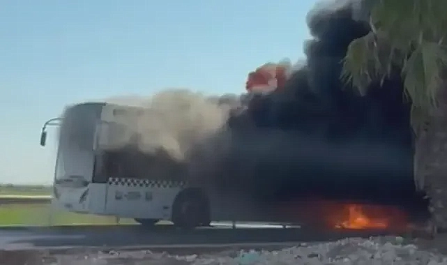 Korku dolu anlar! Şanlıurfa’da otobüs cayır cayır yandı!