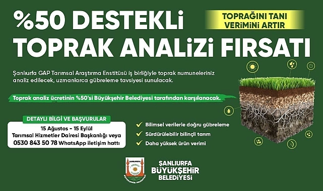 ŞANLIURFA BÜYÜKŞEHİR BELEDİYESİ’NDEN ÇİFTÇİLERE YÜZDE 50 HİBELİ TOPRAK ANALİZİ DESTEĞİ