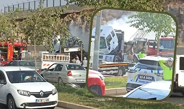 Şanlıurfa’da alev alev yandı! Trafik felç oldu