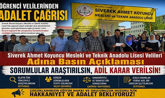 Siverek Ahmet Koyuncu MTAL Velilerinden İdarecilere Destek Açıklaması