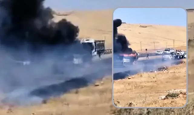 Şanlıurfa’da seyir halindeki tır alevlere teslim oldu! Yol trafiğe kapandı
