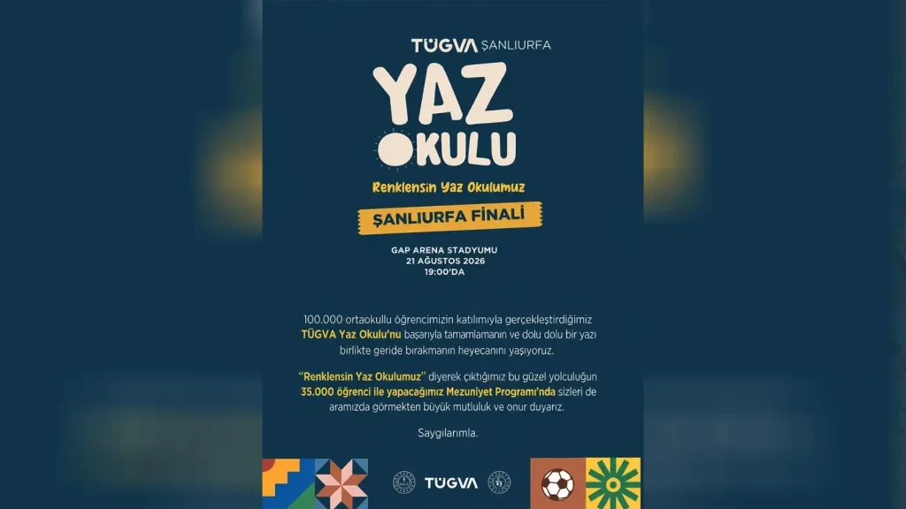 Şanlıurfa’da TÜGVA Yaz Okulu Final heyecanı: 35 bin öğrenci mezun oluyor