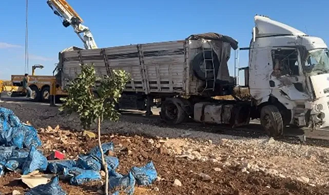 Şanlıurfa’da kömür yüklü TIR devrildi